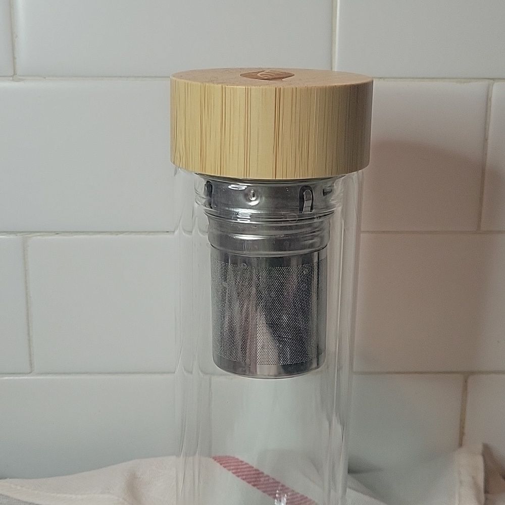 Tease 3 in 1 Sustainable Glass and Bamboo Tea Tumbler 15oz - Picture 3 of 7
